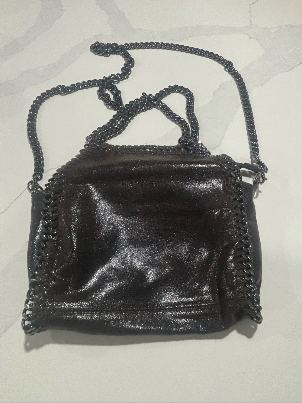 GENUINE LEATHER "BORSE IN PELLE,""MADE IN ITALY Black Chain-Trim Crosbody bag